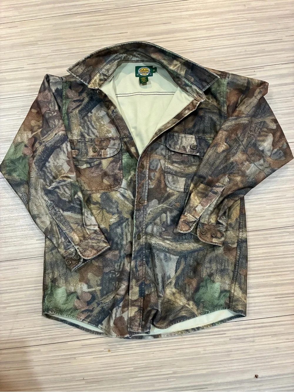 Cabela's Men's Camo Button-Up Shirt Jacket - Brown Green Tan